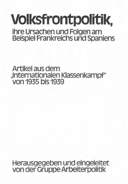 Die Volksfront - der Gruppe Arbeiterpolitik