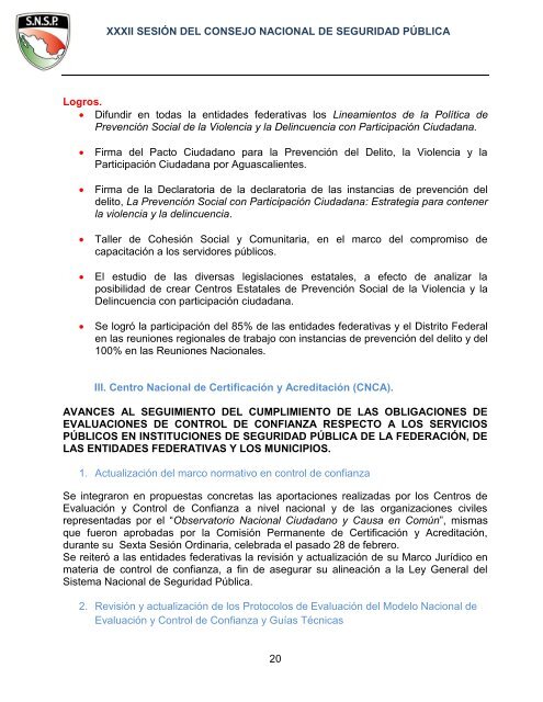 Informe Secretario Ejecutivo Sesión XXXII - Secretariado Ejecutivo