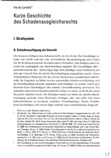 Kurze Geschichte des Schadenausgleichsrechts - Hardy-Landolt.ch