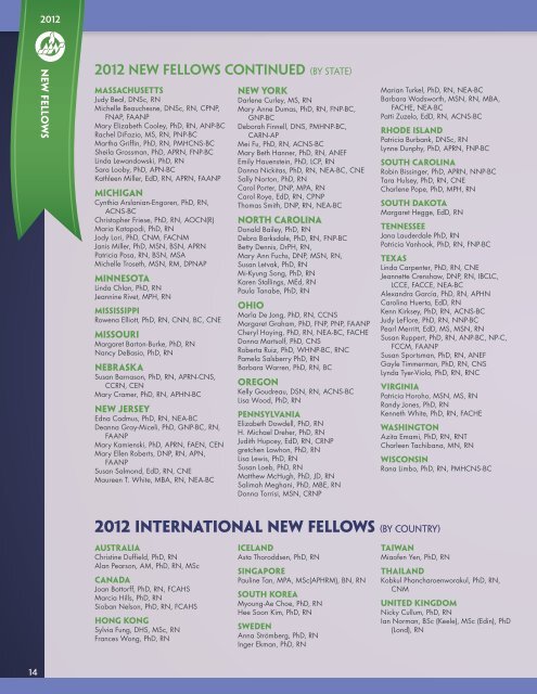 2012 international new Fellows - American Academy of Nursing