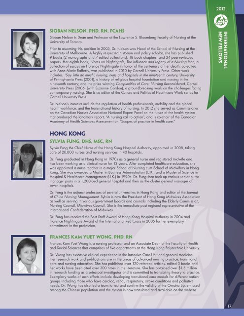 2012 international new Fellows - American Academy of Nursing