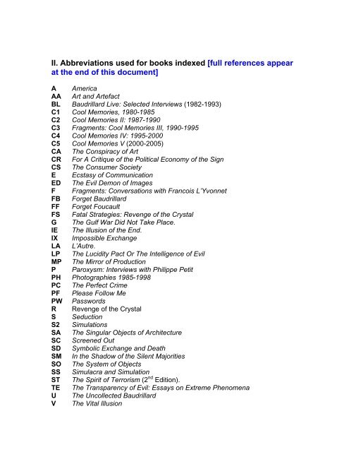 The Baudrillard Index - Bishop's University