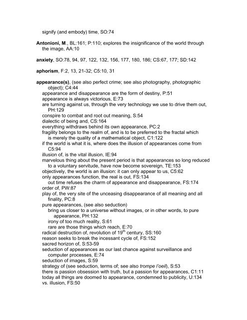 The Baudrillard Index - Bishop's University