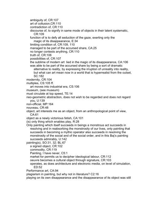 The Baudrillard Index - Bishop's University