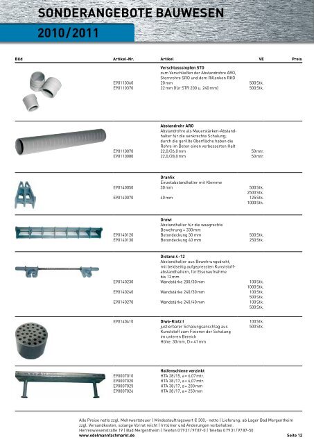 Sonderangebot Bauwesen 2010/2011 - EDELMANN - Fachmarkt für ...