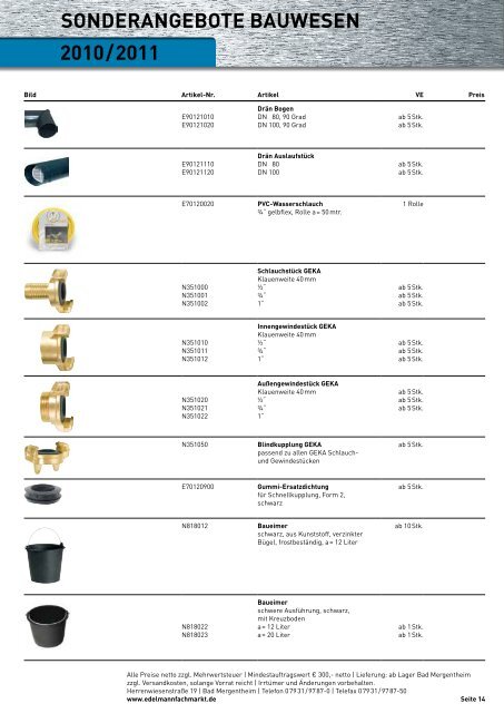 Sonderangebot Bauwesen 2010/2011 - EDELMANN - Fachmarkt für ...