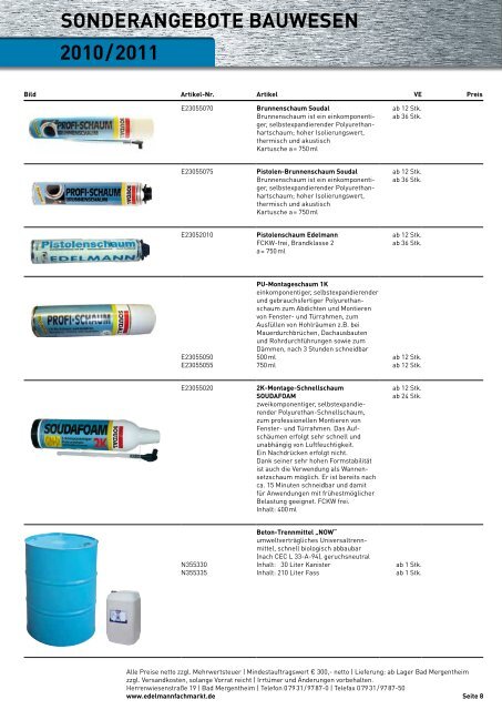 Sonderangebot Bauwesen 2010/2011 - EDELMANN - Fachmarkt für ...