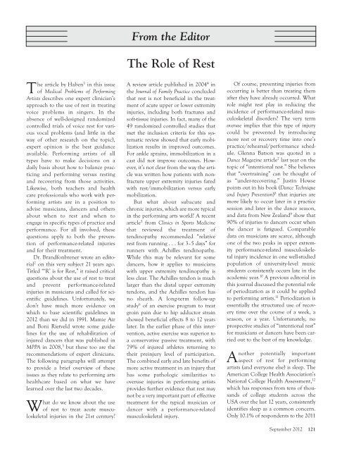 The Role of Rest, by Ralph A. Manchester