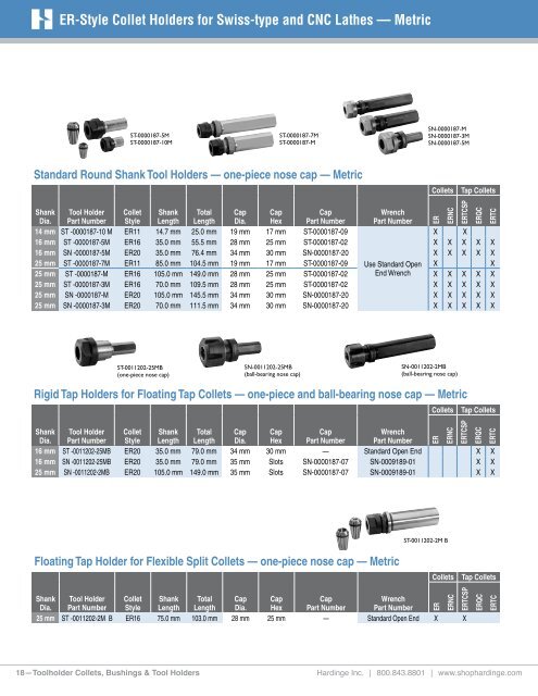 Hardinge Tool Holders, Toolholder Collets and Bushings Catalog ...