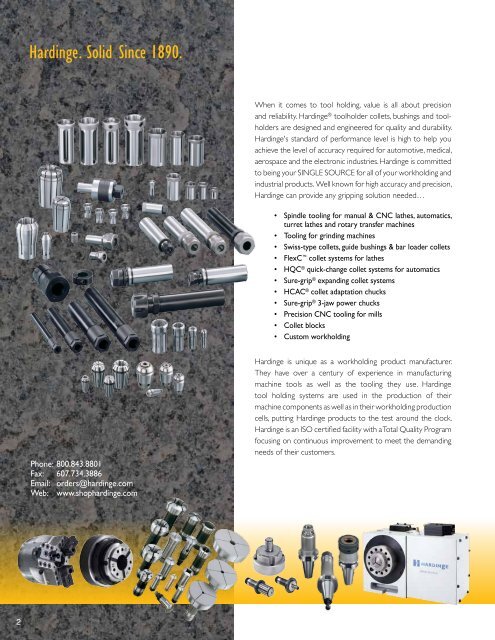 Hardinge Tool Holders, Toolholder Collets and Bushings Catalog ...