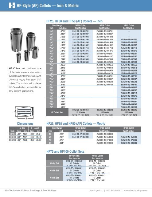 Hardinge Tool Holders, Toolholder Collets and Bushings Catalog ...