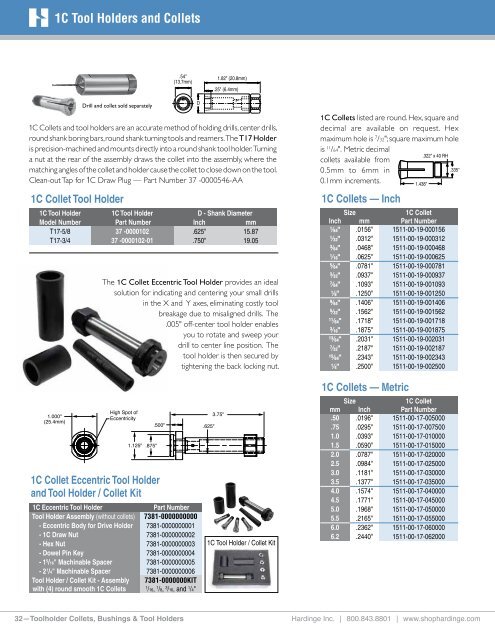 Hardinge Tool Holders, Toolholder Collets and Bushings Catalog ...