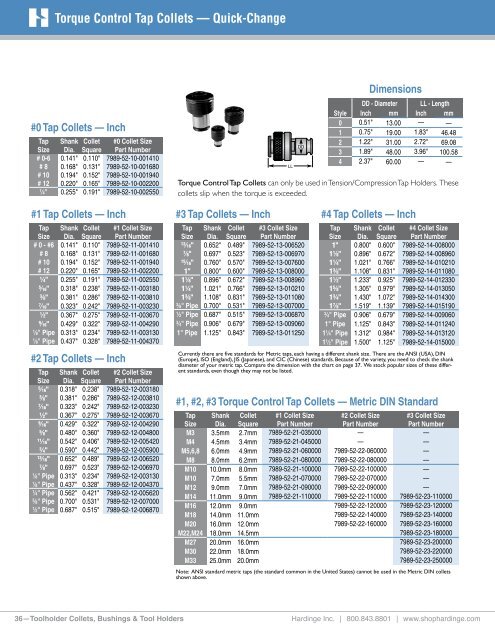 Hardinge Tool Holders, Toolholder Collets and Bushings Catalog ...