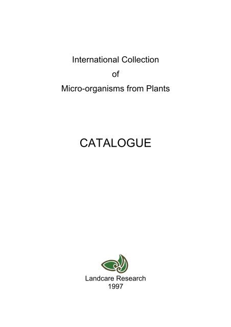 International Collection of Micro-organisms from Plants - Catalogue