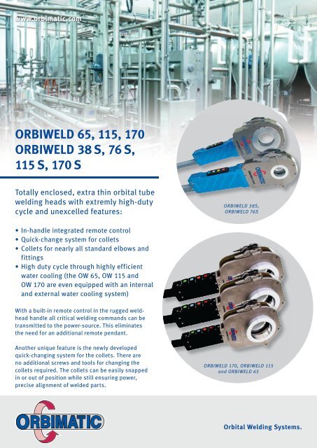 ORBIWELD 65, 115, 170 ORBIWELD 38S, 76S - Orbital Tools Ltd