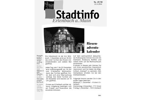 Riesen Advents Kalender Erlenbach A Main