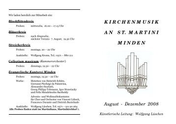 KIRCHENMUSIKANS T. MARTINIMINDEN August - Dezember 2008