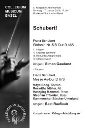 Schubert! - Collegium Musicum Basel