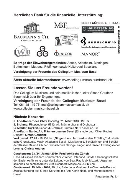 Schubert! - Collegium Musicum Basel