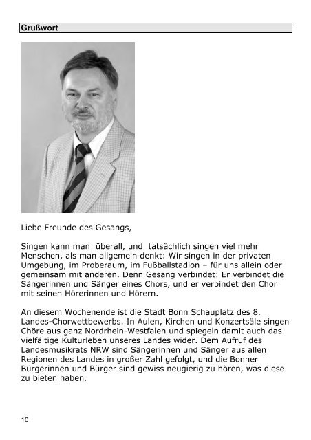 Programm 8. Landes-Chorwettbewerb 2009 - Landesmusikrat NRW