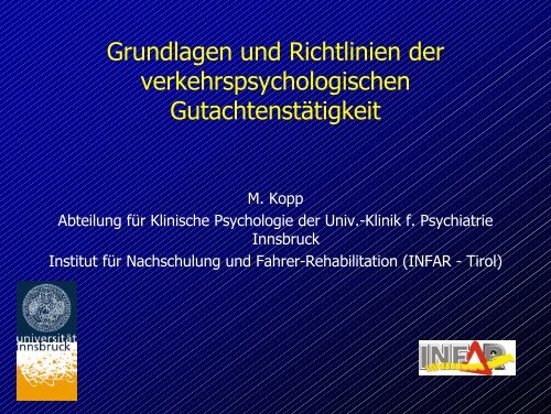 Grundlagen und Richtlinien der verkehrspsychologischen ...