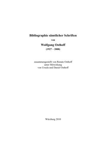 Bibliographie sämtlicher Schriften Wolfgang Osthoff - Bertold Hummel