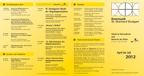 April bis Juli 2012 - Dommusik St. Eberhard Stuttgart
