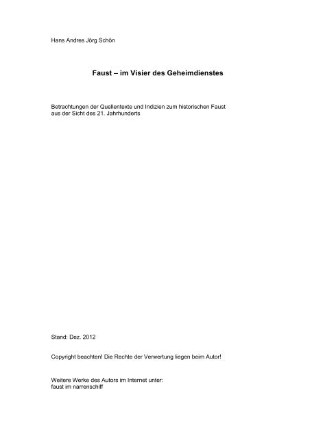 Faust im Visier des Geheimdienstes (PDF) Neufassung