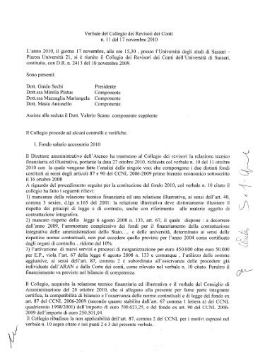 Verbale Collegio dei Revisori dei Conti - Università degli Studi di ...