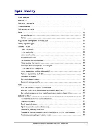 Spis rzeczy - Uniwersytet Gdański