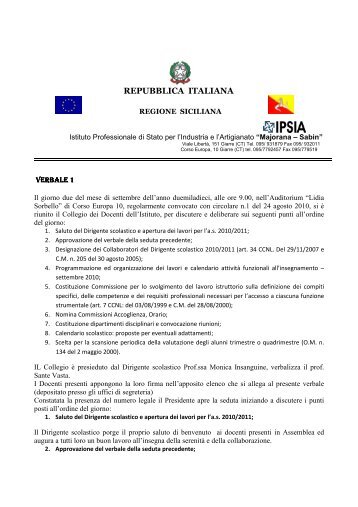 VERBALE N 1 COLLEGIO DOCENTI - IPSIA "Majorana-Sabin"