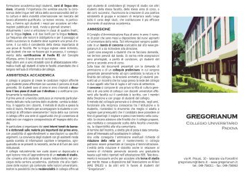 COLLEGIO UNIVERSITARIO GREGORIANUM PADOVA