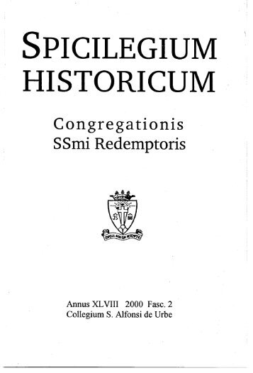 spicileg ium historicum congregationis ssmi redemptoris