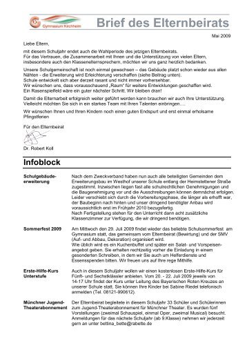 Brief des Elternbeirats - am Gymnasium Kirchheim