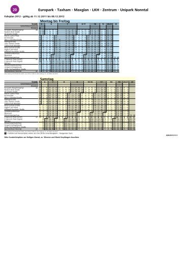 Fahrplan Linie 20 - Salzburg AG