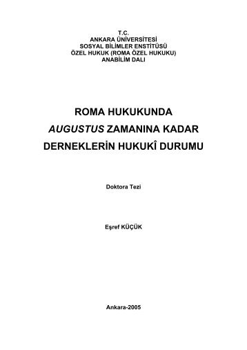 roma hukukunda augustus zamanına kadar derneklerin hukukî ...