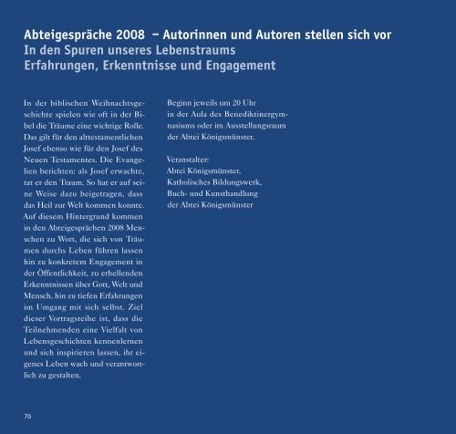 Jahresbericht 2008 - Abtei Königsmünster