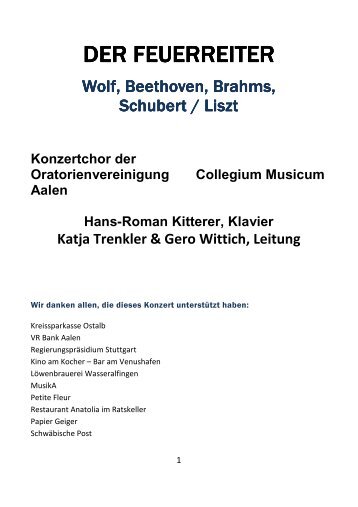 DER FEUERREITER - Collegium Musicum Aalen ...