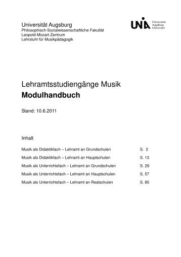 Modulhandbuch Lehramt Musik - II - Universität Augsburg