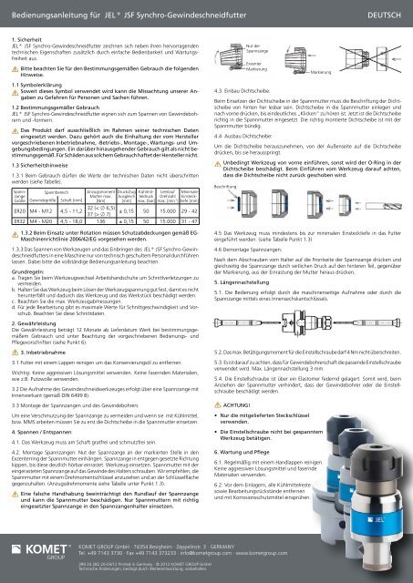 JEL® JSF Synchro-Gewindeschneidfutter - Komet Group