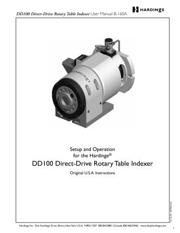 Hardinge B160A DD100 Direct-Drive Rotary User Manual