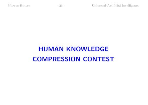 Universal Artificial Intelligence - of Marcus Hutter