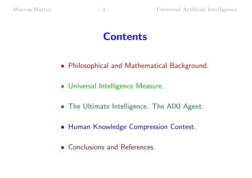 Universal Artificial Intelligence - of Marcus Hutter