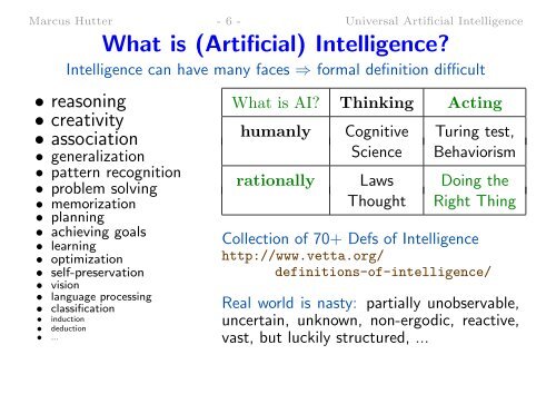 Universal Artificial Intelligence - of Marcus Hutter