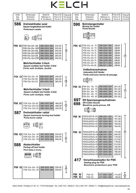 698 Spannfutter für Spannzangen ER/ESX - Kelch GmbH