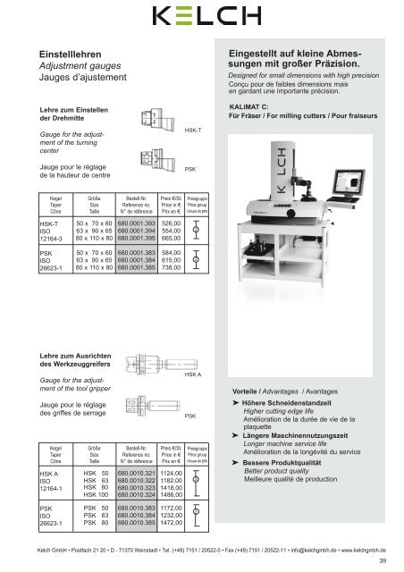 698 Spannfutter für Spannzangen ER/ESX - Kelch GmbH