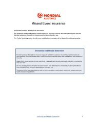 Missed Event Insurance - Mondial Assistance