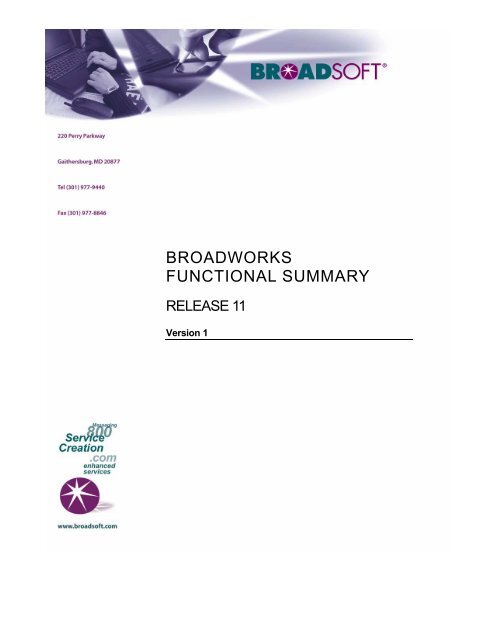 BroadWorks Functional Summary - CommPartners Connect