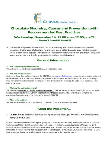 Chocolate Blooming, Causes and Prevention with ... - CommPartners