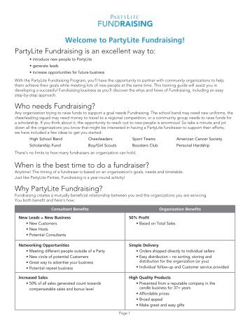 FUNDRAISING - PartyLite Consultant Business Center